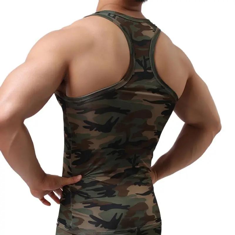 Débardeur à séchage rapide pour hommes, maillot de corps sans manches, Fitness, Camouflage, Singlet,