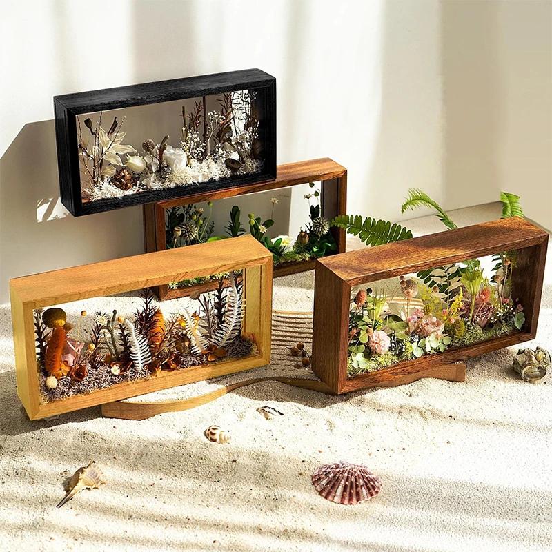 Cadre Photo 3D en bois, porte-échantillon de fleurs séchées, fait à la main, affichage du travail ma