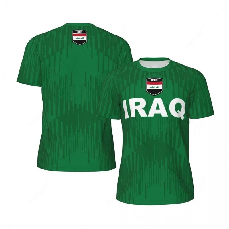 T-shirt de sport pour homme à séchage rapide et respirant, imprimé 3D drapeau d'Irak, maillot de foo