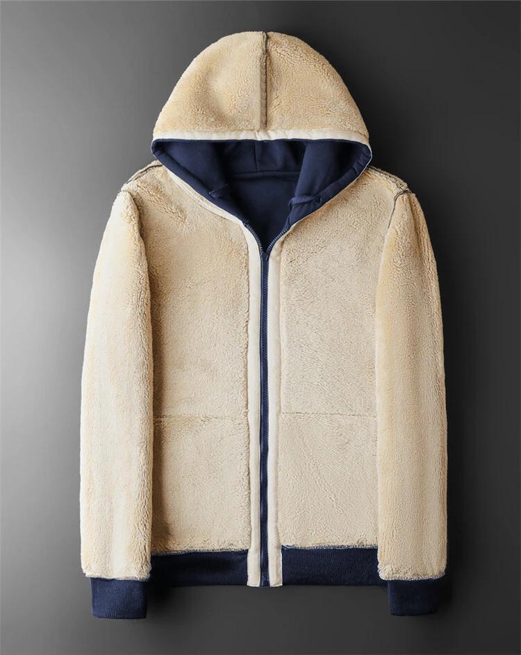 Hommes hiver laine d'agneau fermeture éclair veste en coton hommes plus épais grande taille veste ch