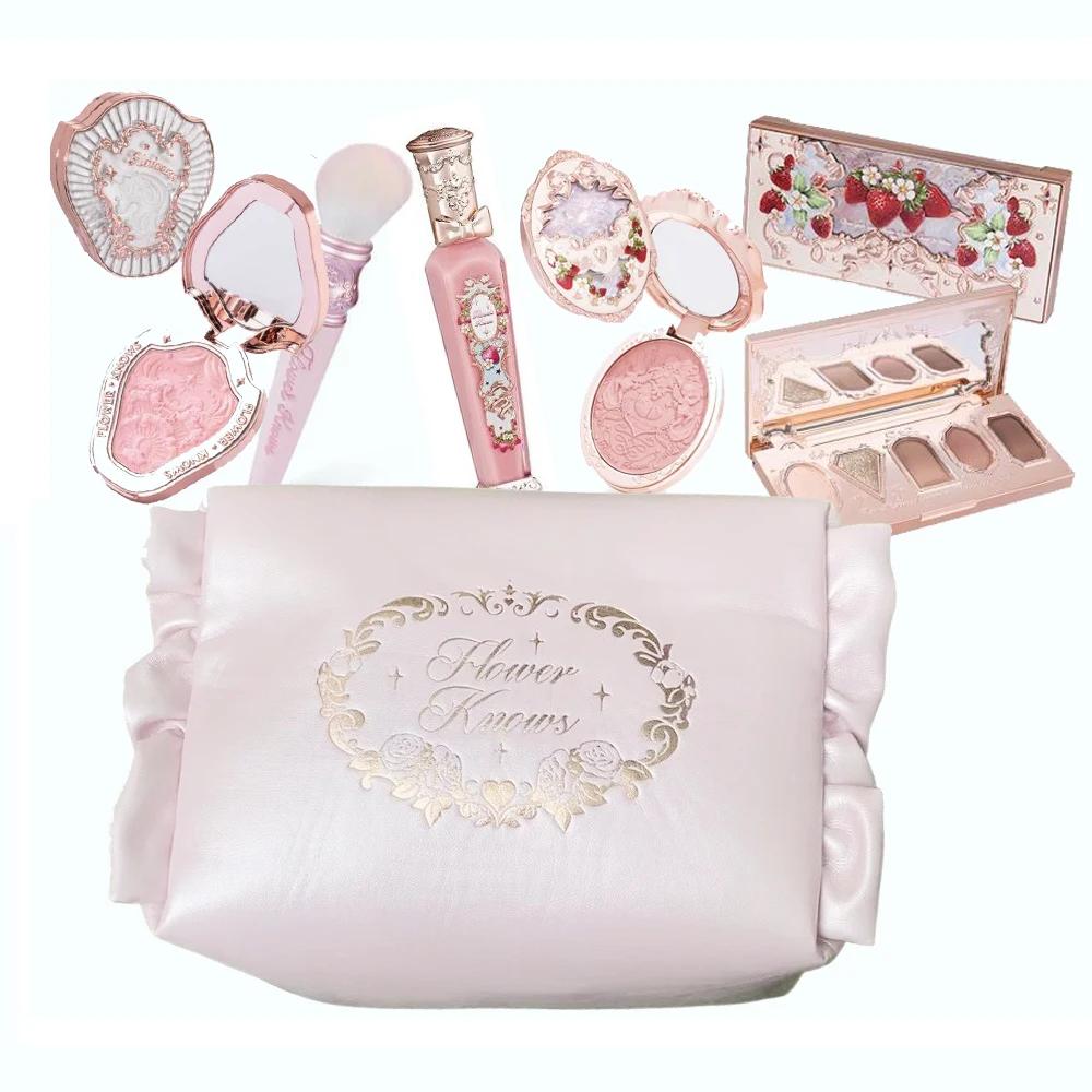 Coffret Cadeau Maquillage Tout-en-un Flower Knows : Fond de Teint Crème Coussin Jardin, Blush Mat, R