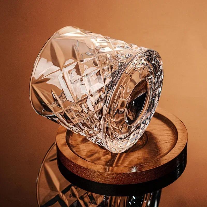 Verre à whisky avec Base, verres à whisky en cristal rotatifs, verre de brandy pour vin, verres pour