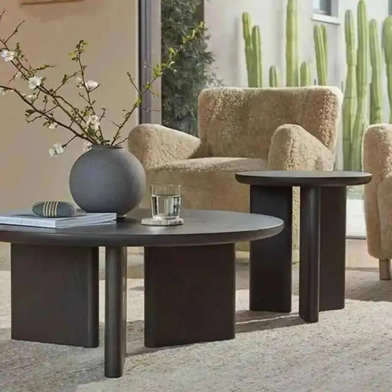 Table basse de chambre en bois noir, Table d'appoint Convertible réglable, esthétique industrielle,
