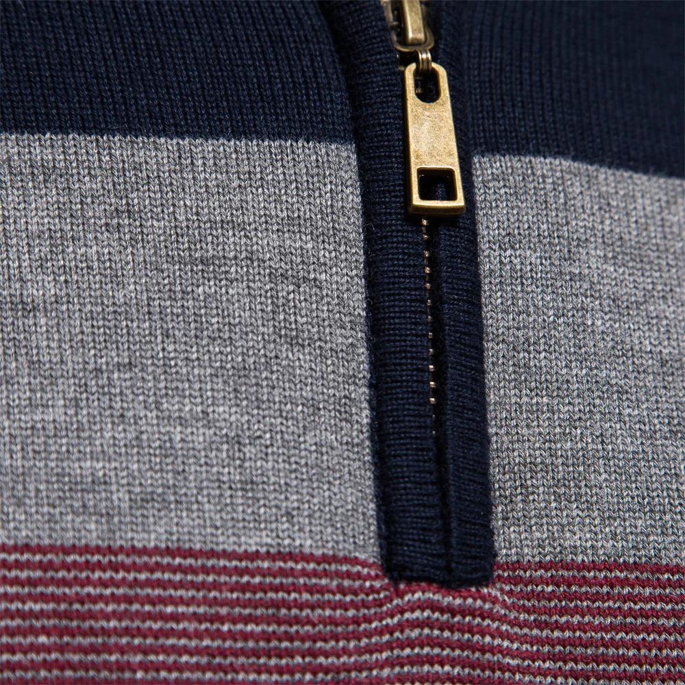AIOPESON hommes Patchwork pull pull coton décontracté fermeture éclair col montant pull pour hommes