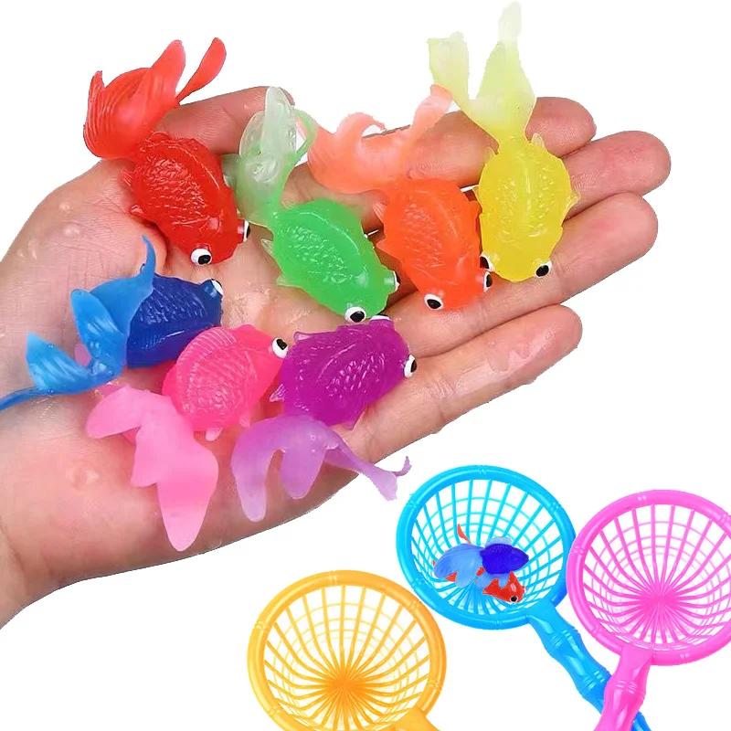 Enfants 10 pièces/ensemble Kawaii Simulation poisson rouge en caoutchouc bébé bain jeux d'eau jouets