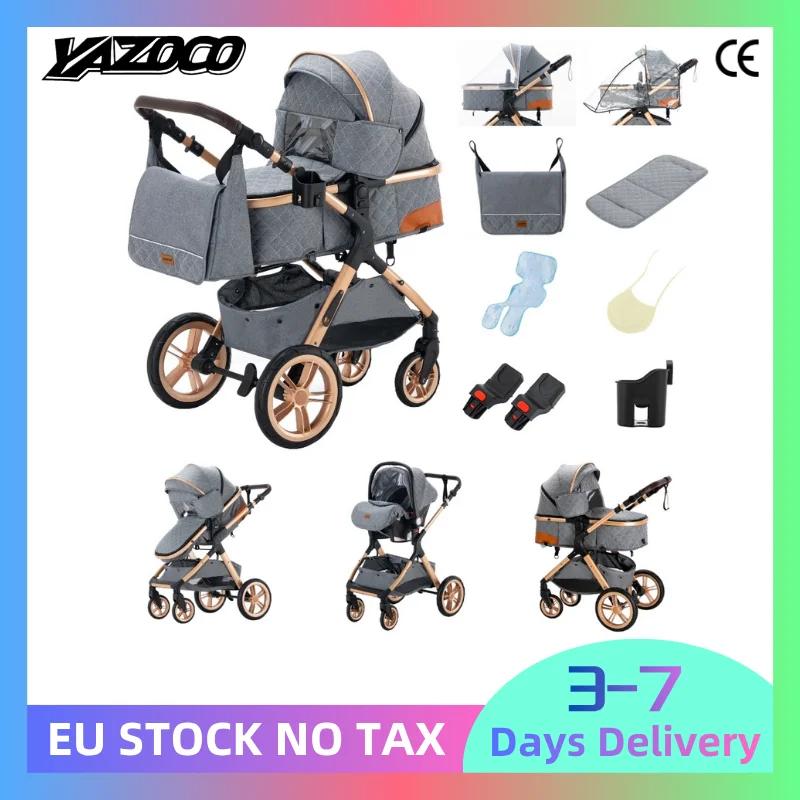 Poussette multifonction 3 en 1 avec siège auto, landau pour bébé, poussette pliable facile, siège co