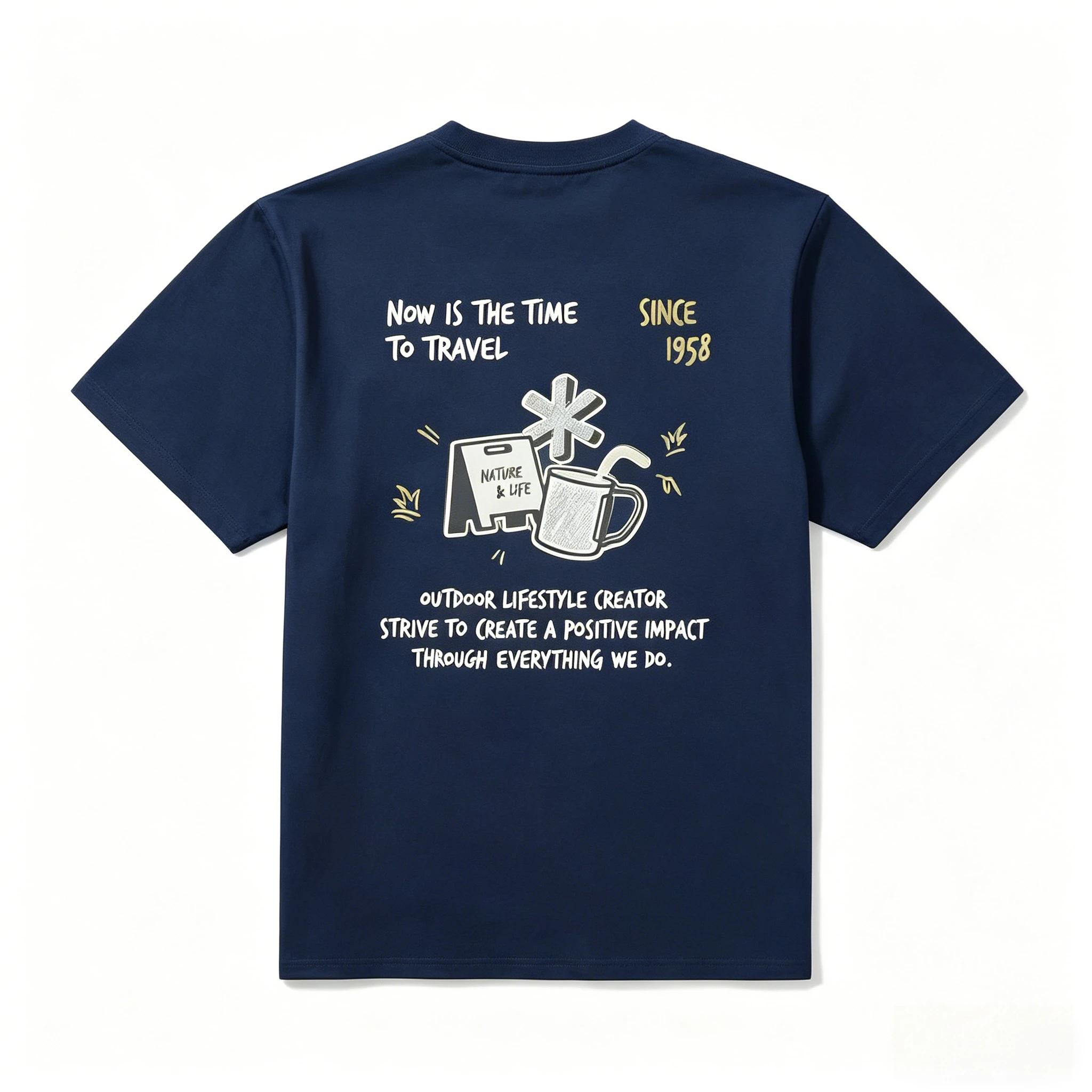 Nouveau T-shirt d'été 2026 à manches courtes en pur coton, imprimé Snow Peak, pour le camping en ple