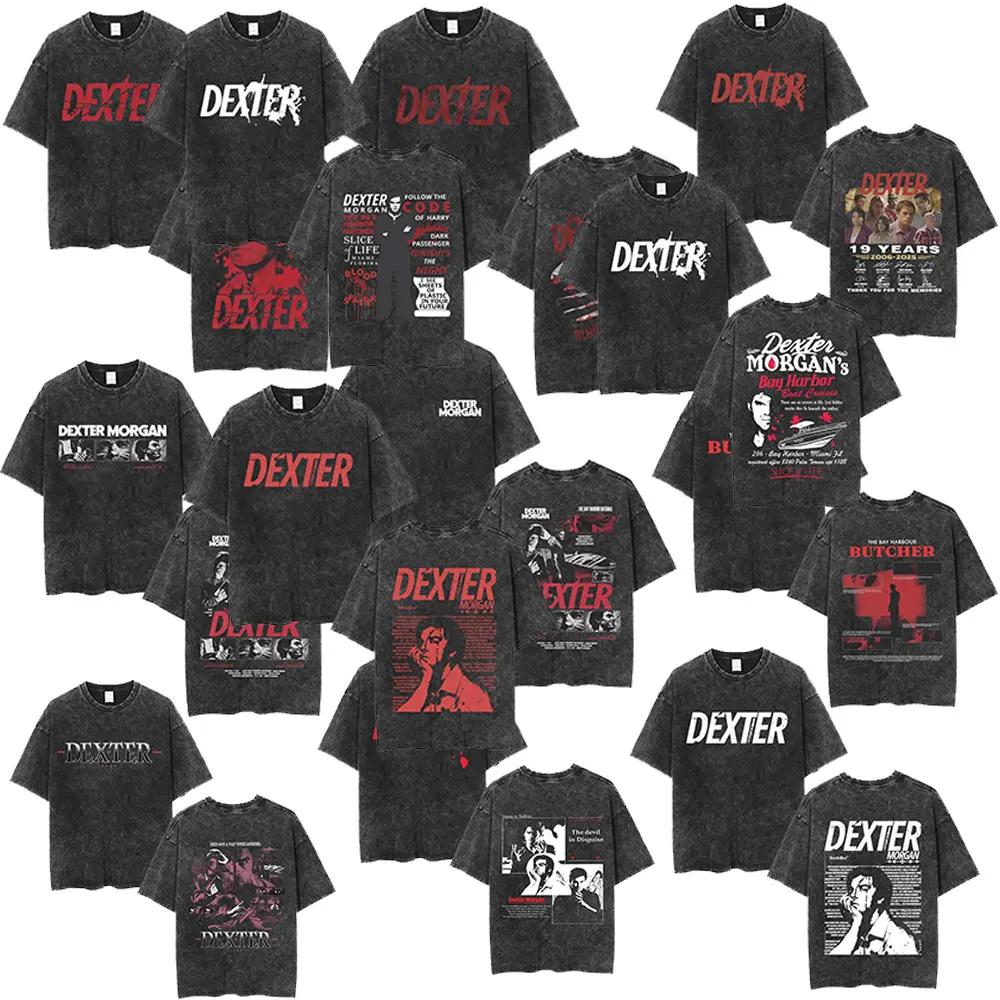 TV Play Dexter Morgan Lavé Vintage T-shirts Hommes Femmes Rétro Surdimensionné Manches Courtes T-shi