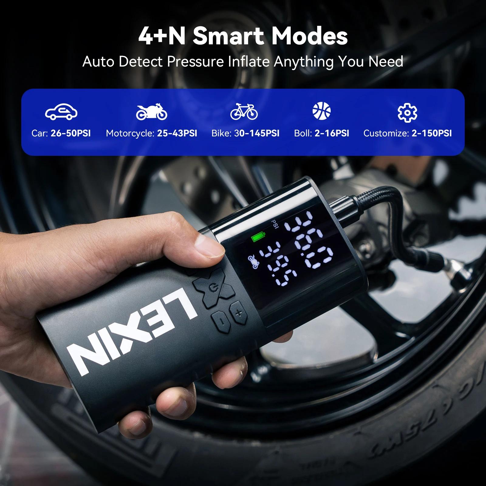 Lexin P4 pompe à Air intelligente 4000mAh pour motos gonfleur de pneus bateau de vélo avec LED numér