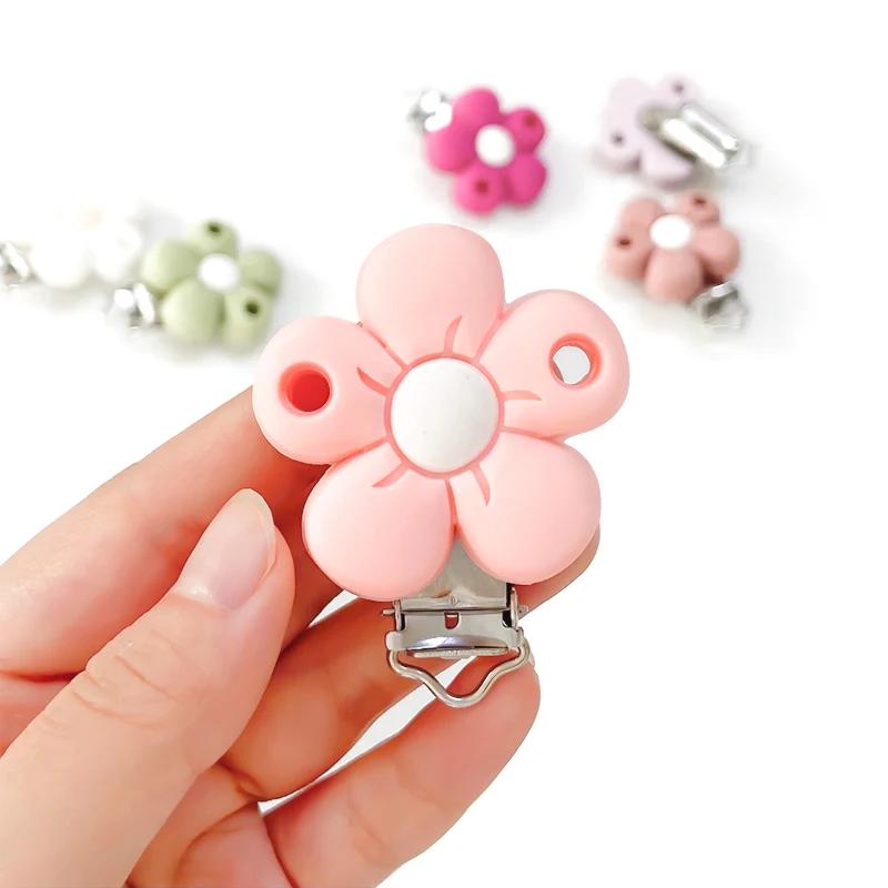 1/3/10 pièces Silicone fleur sucette Clips de qualité alimentaire anneaux de dentition pour bébé bri