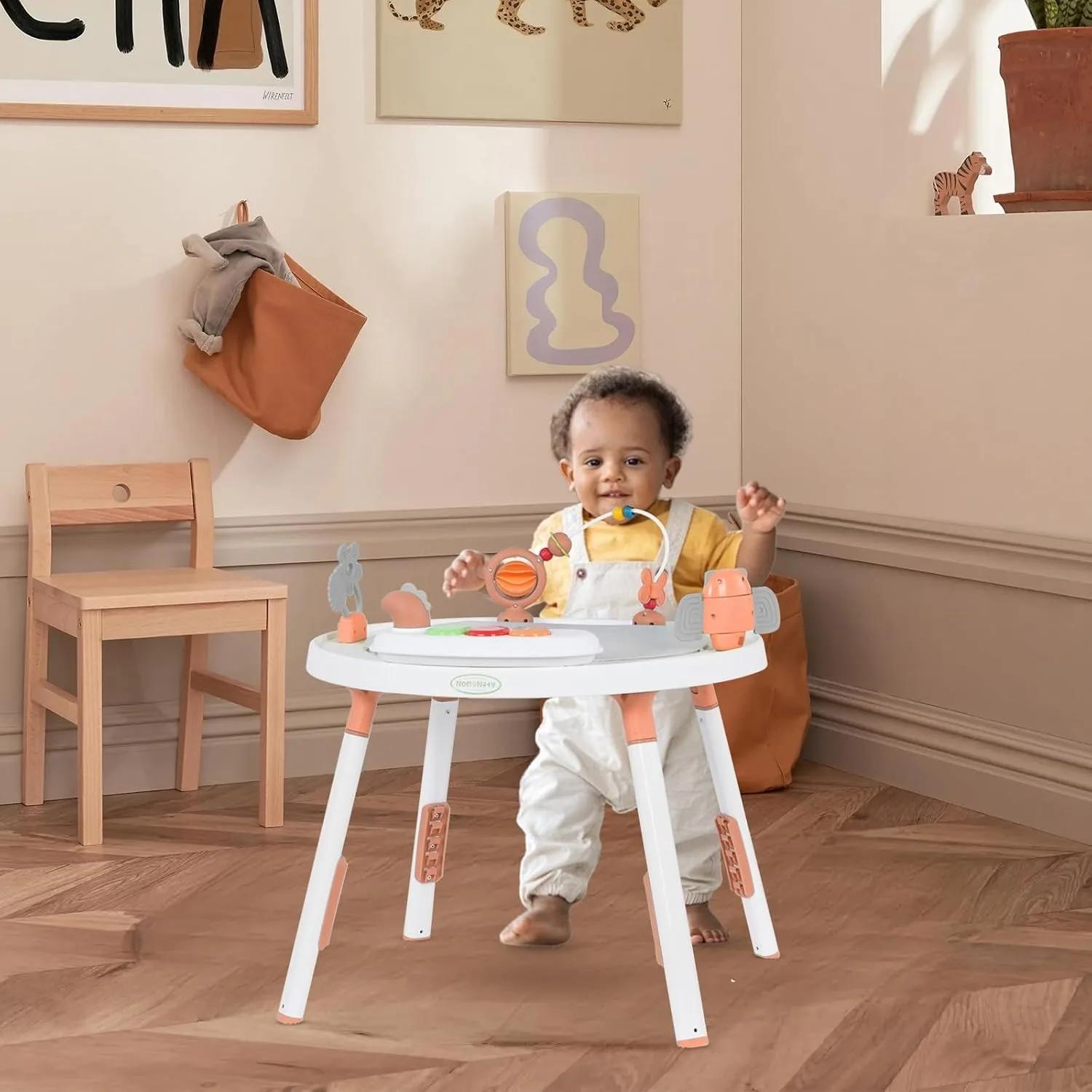 Jumper et table pour centre d'activité 3 en 1 pour bébé – avec jouets amovibles et 360 ° Siège rot