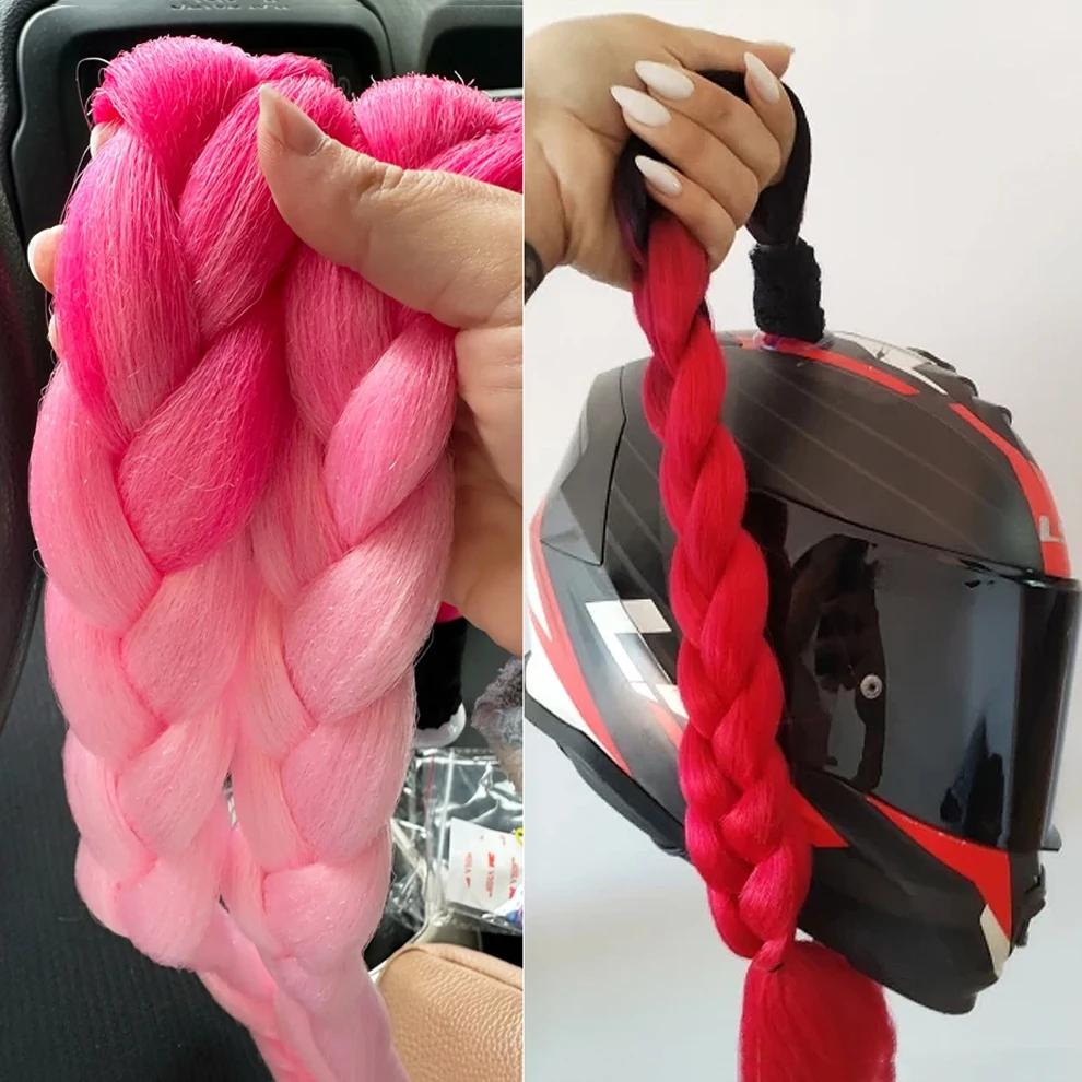 24 pouces haute qualité casque tresses Jumbo perruques tresses cheveux queue de cheval pour moto cyc