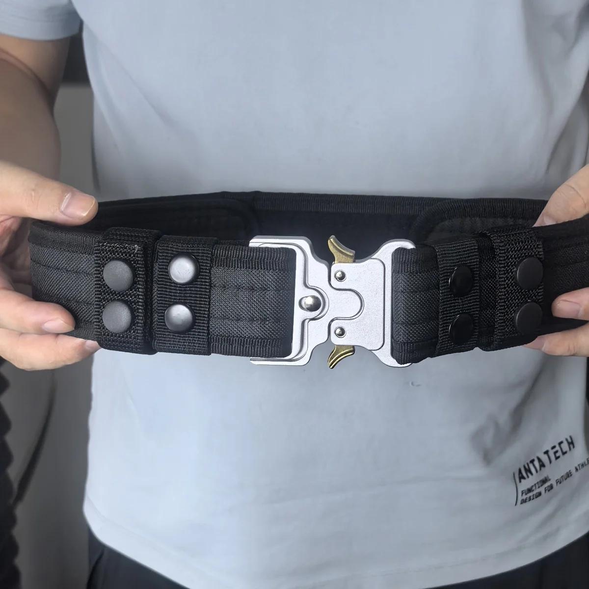 Ceinture tactique en métal Velcro, alpinisme en plein air, Camping, ceinture d'entraînement militair