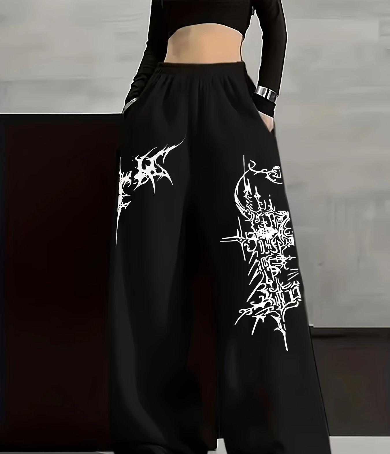 Pantalon de sport décontracté gothique tendance pour l'été 2026, style hip-hop urbain, coupe ample,