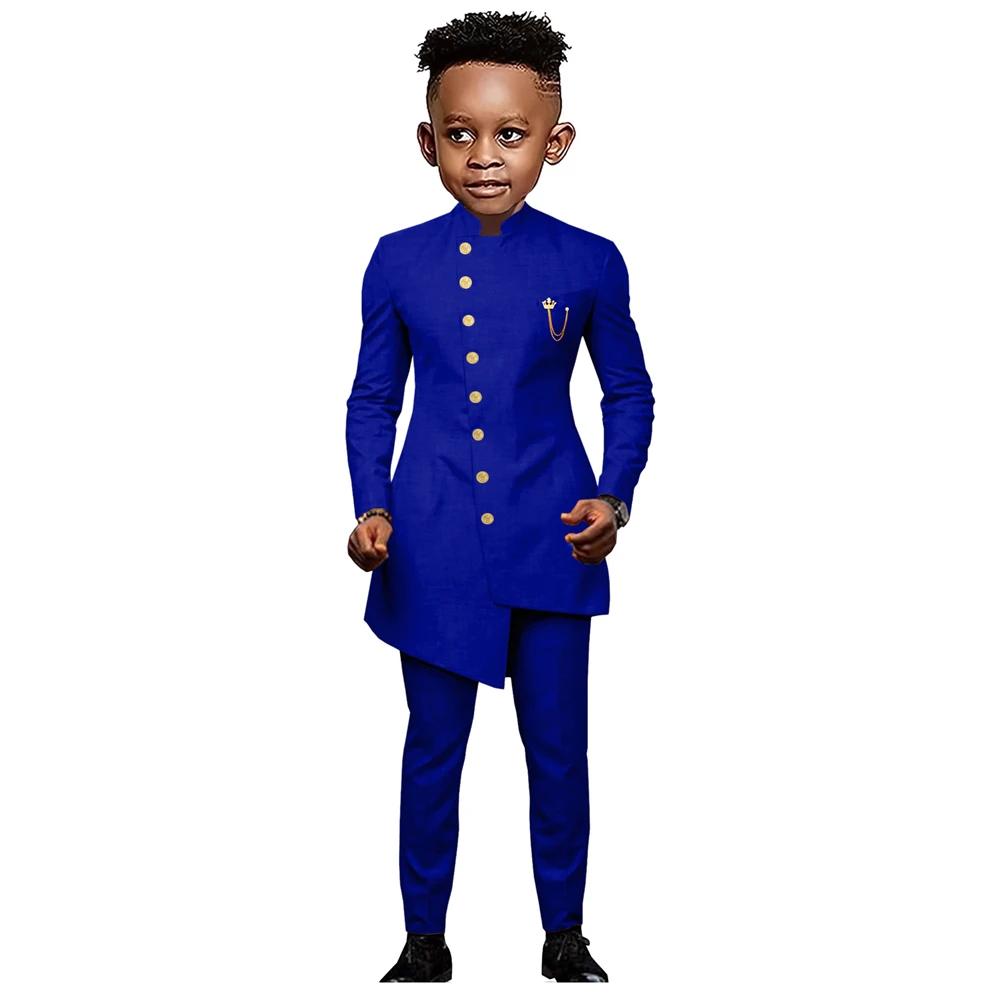 Ensemble de costume deux pièces pour enfants, boutons dorés, coupe cintrée, smoking formel, vêtement