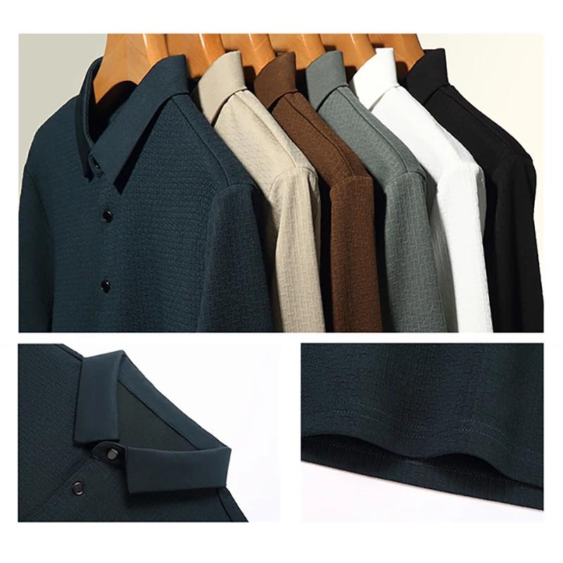 Polo ajouré à manches longues pour hommes, T-Shirt respirant à la mode d'affaires, T-Shirt de Golf p