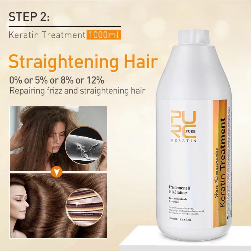 PURC – ensemble de shampooing à la kératine brésilienne, 1000ML, 0%, 5%, 8%, 12%, lissage, réparatio