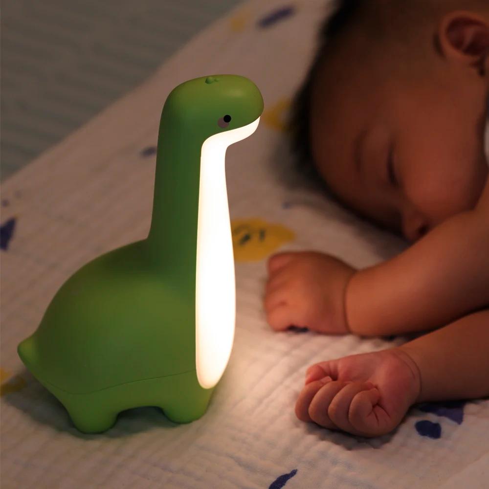 Veilleuse dinosaure mignonne pour enfants, Protection des yeux, lampe de chevet, chargement USB, déc