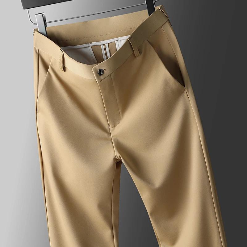Pantalons décontractés d'affaires extensibles à quatre voies pour hommes, pantalons habillés printem