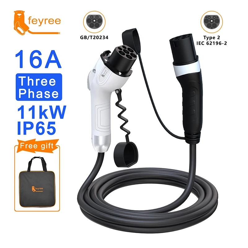Fey123-Chargeur EV GB/T femelle côté voiture à type 2, prise mâle 16A 3,5 KW 32A 7KW, câble de charg
