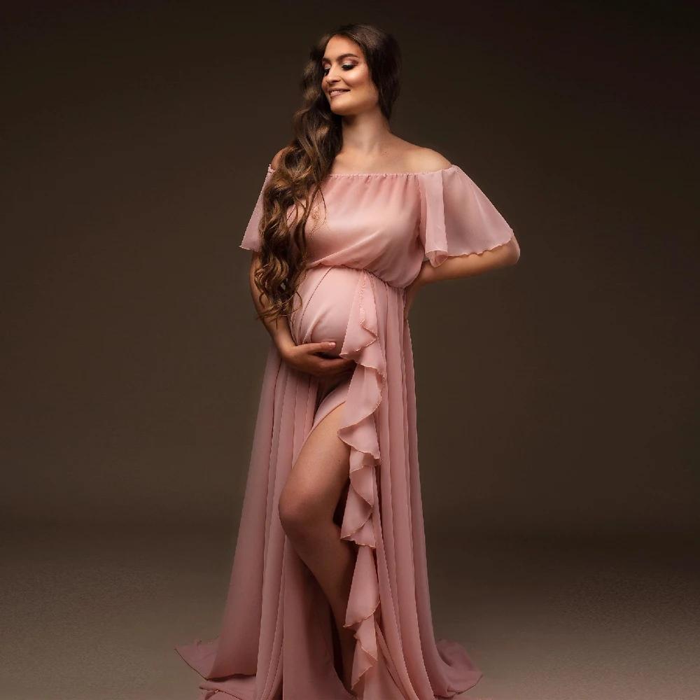 ALTERfur ses-Robe en mousseline de soie à manches volantées pour séance photo, vêtements de vacances