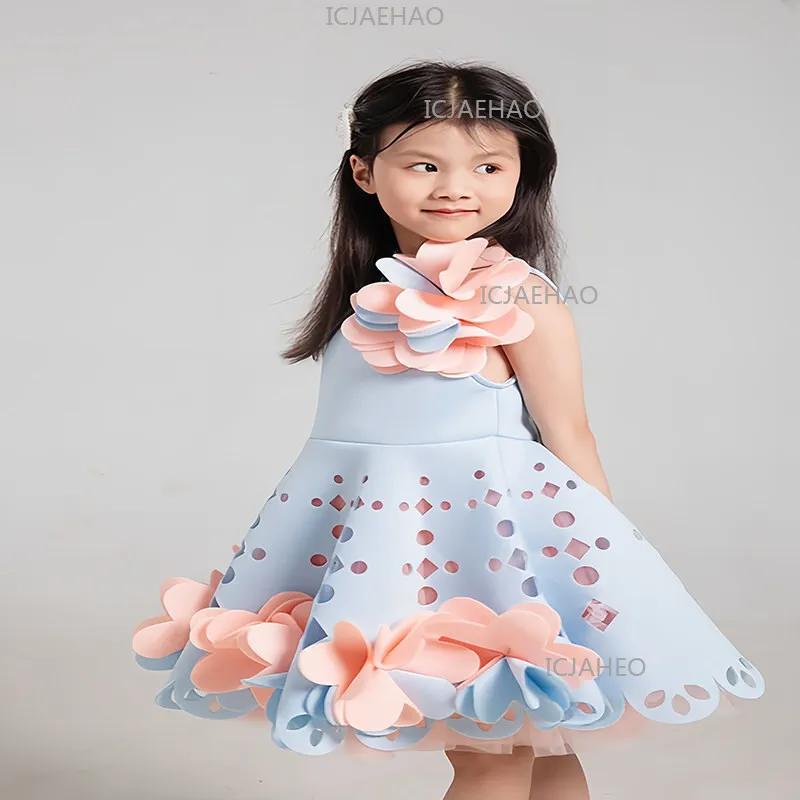 Nouvelle Robe Tutu Style Chinois pour Filles 2026, Costume de Princesse à Fleurs 3D, Robe de Demoise