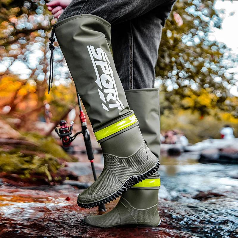Bottes de pluie montantes pour hommes, imperméables et antidérapantes, style couple, pour l'extérieu