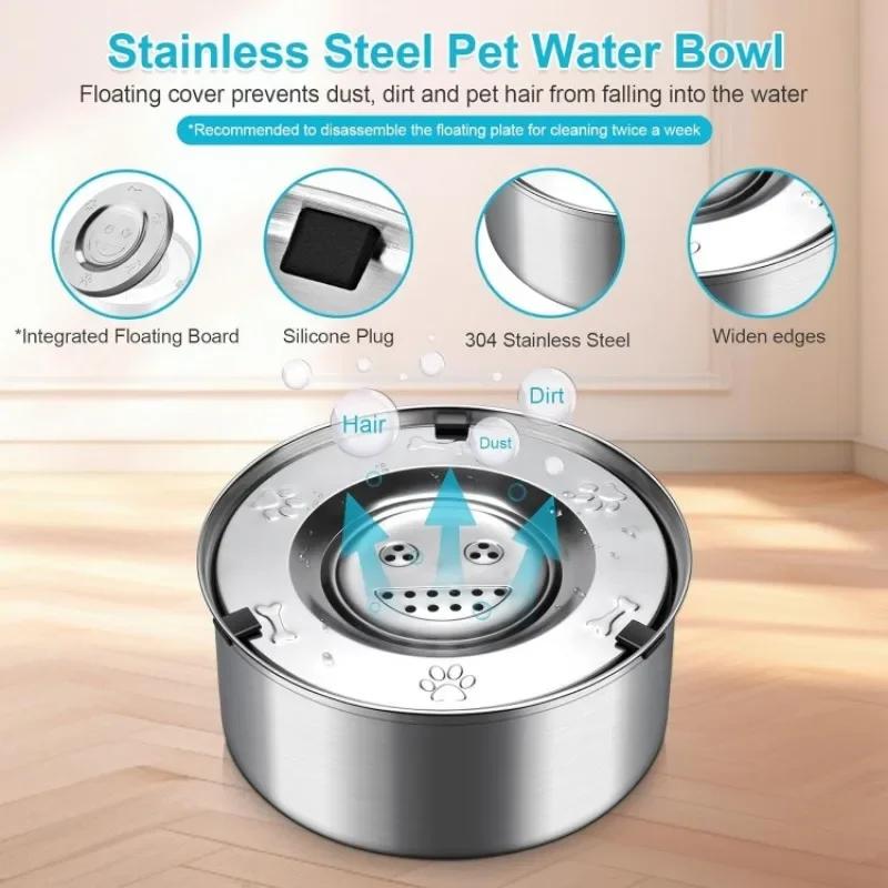 Bol flottant en acier inoxydable pour chien 1L 3L, distributeur d'eau anti-éclaboussures sans dévers