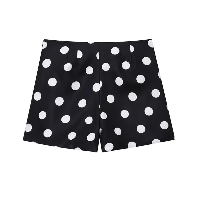 Shorts décontractés amples taille haute vintage à imprimé pois pour femme, collection été 2026, idéa