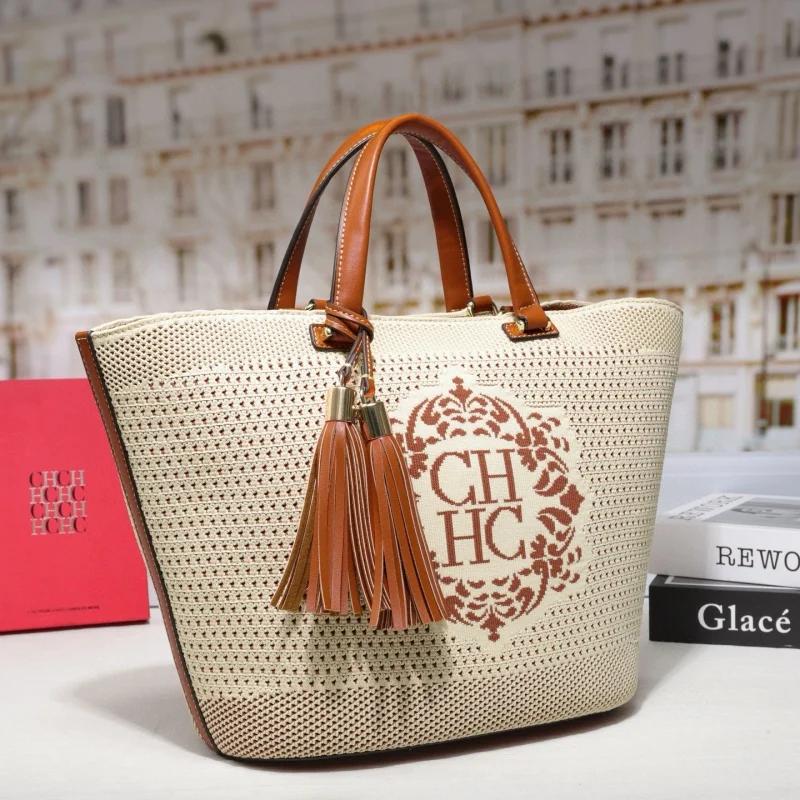 CHCH nouveau sac fourre-tout en tricot pour femmes grand sac de plage bandoulière Shopper avec lettr