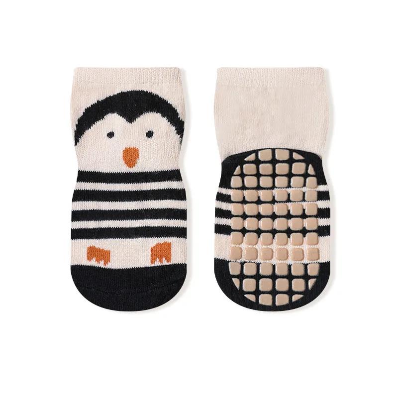 5 paires de chaussettes antidérapantes pour enfants, motif de dessin animé mignon, chaussettes de so