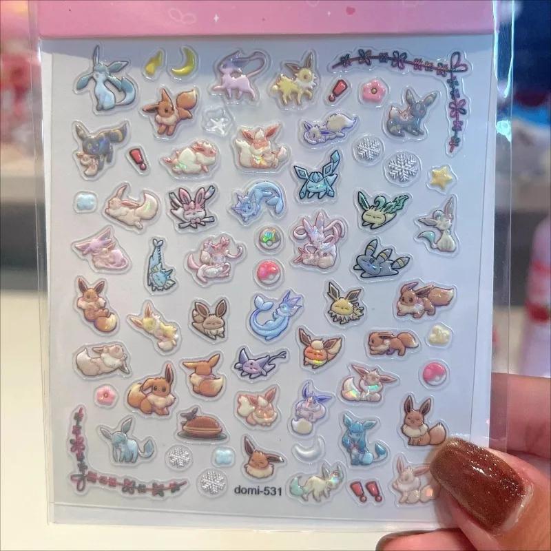 Eeveelution autocollants pour ongles Pokémon Anime périphérique mignon dessin animé créativité exqui