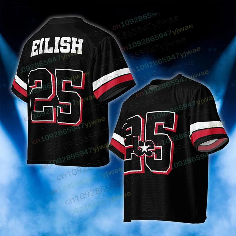 T-shirt col en v pour hommes et femmes Eilish No.25 surdimensionné à la mode Style sportif été à man