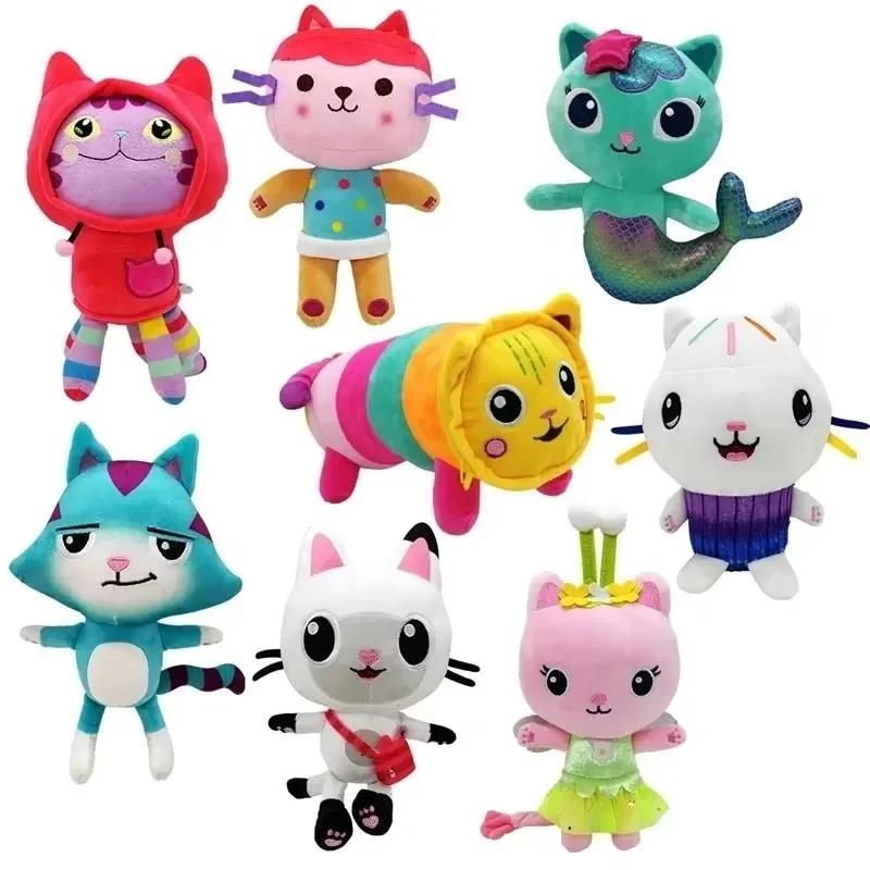 Plus récent 8 Stlyes Gabby Dollhouse en peluche Mercat dessin animé animaux en peluche sirène chat e