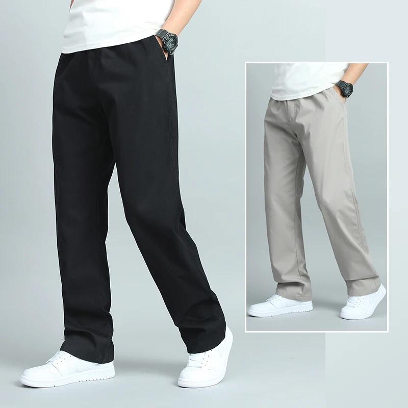 Grande taille hommes décontracté coton pantalon coupe ample pantalon droit Multi poche grand homme p