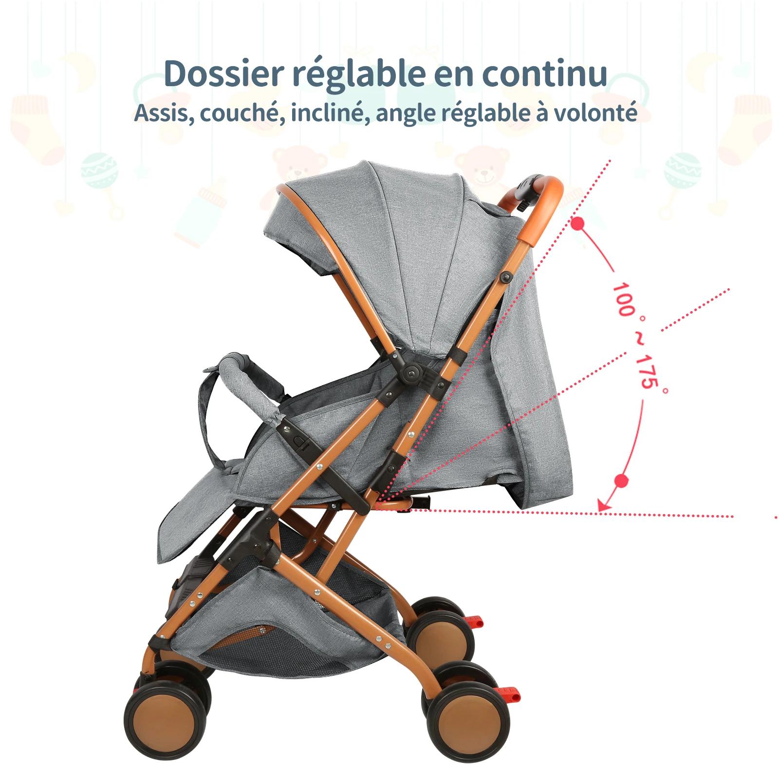 Poussette bébé pliable avec moustiquaire et panier - Pratique pour les sorties jusqu'à 20 kg