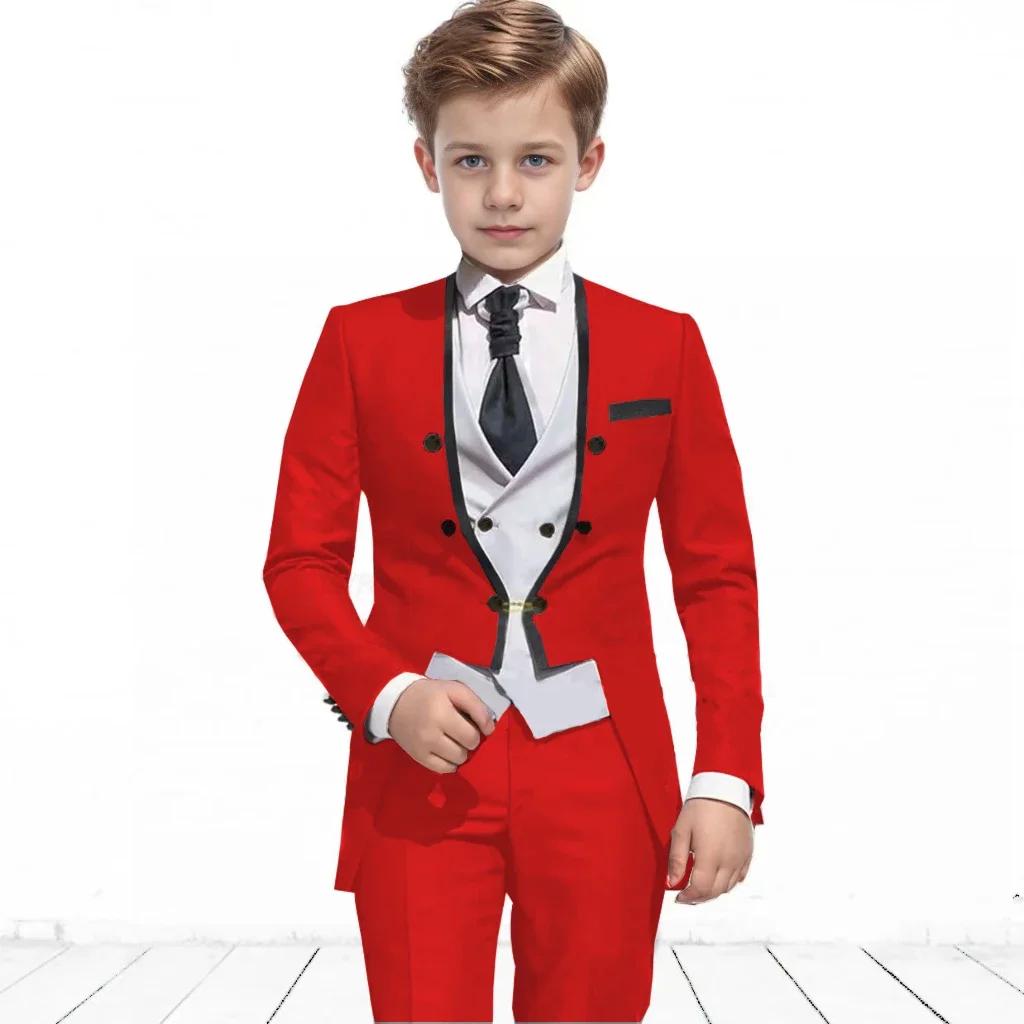 Costume formel pour garçon de 3 à 16 ans, manteau à fleurs avec pantalon, gilet pour spectacle, smok