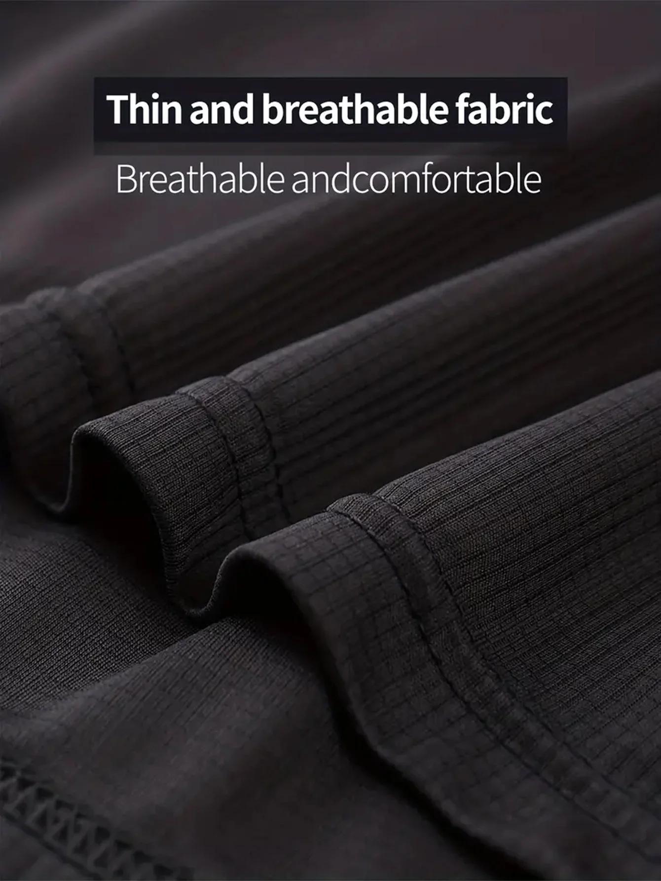T-shirt col rond 3 pièces noir ultra-léger pour hommes, séchage rapide, respirant, absorbant la sueu