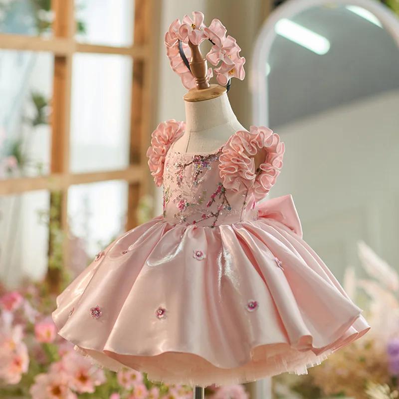 Robe de soirée haut de gamme pour bébé fille, vêtements pour enfants doux, 0-4 ans, littérature, nou