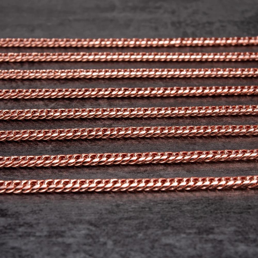 Bracelets en cuivre pur pour hommes et femmes, lien de chaîne cubaine réglable, fermoir à homard, 6m