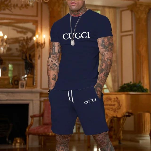Ensemble sportif décontracté pour homme, t-shirt et short à manches courtes, tendance et à la mode,