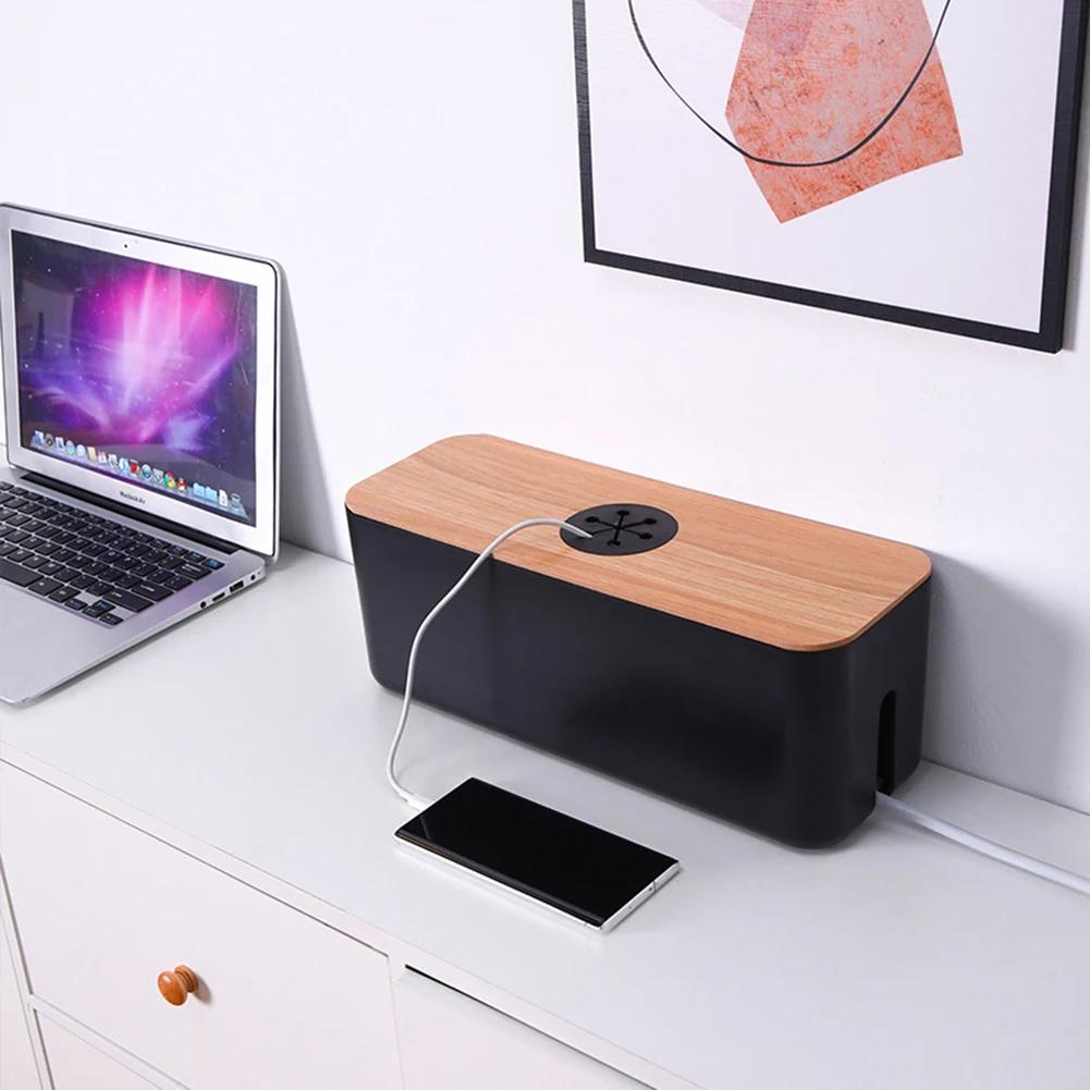 Boîte de rangement de câbles en bois, mallette de rangement de ligne électrique, organisateur de pri