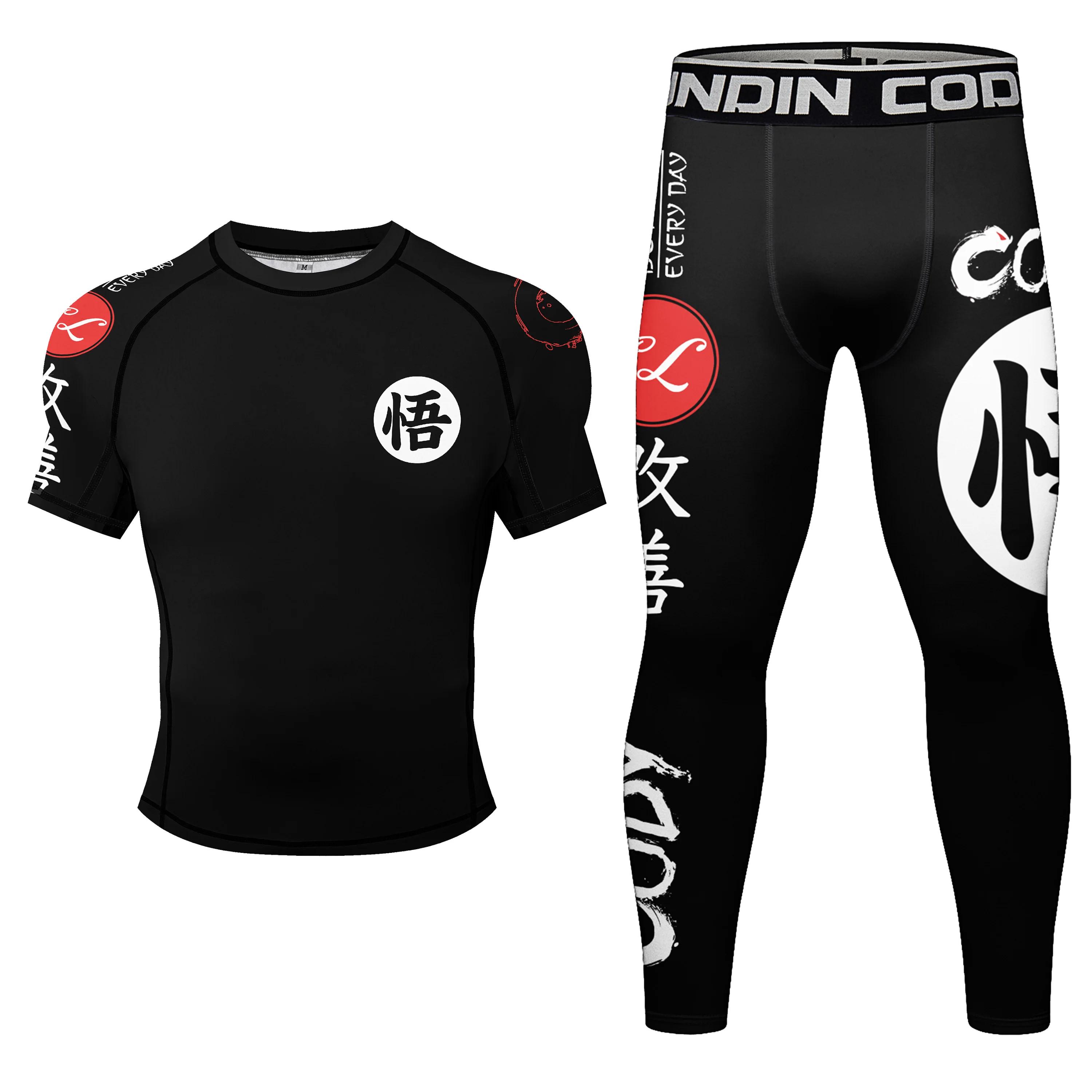 MMA Rash Guard Set pour hommes, caoutchouc antidérapant, sublimation en gros, manches courtes, garde