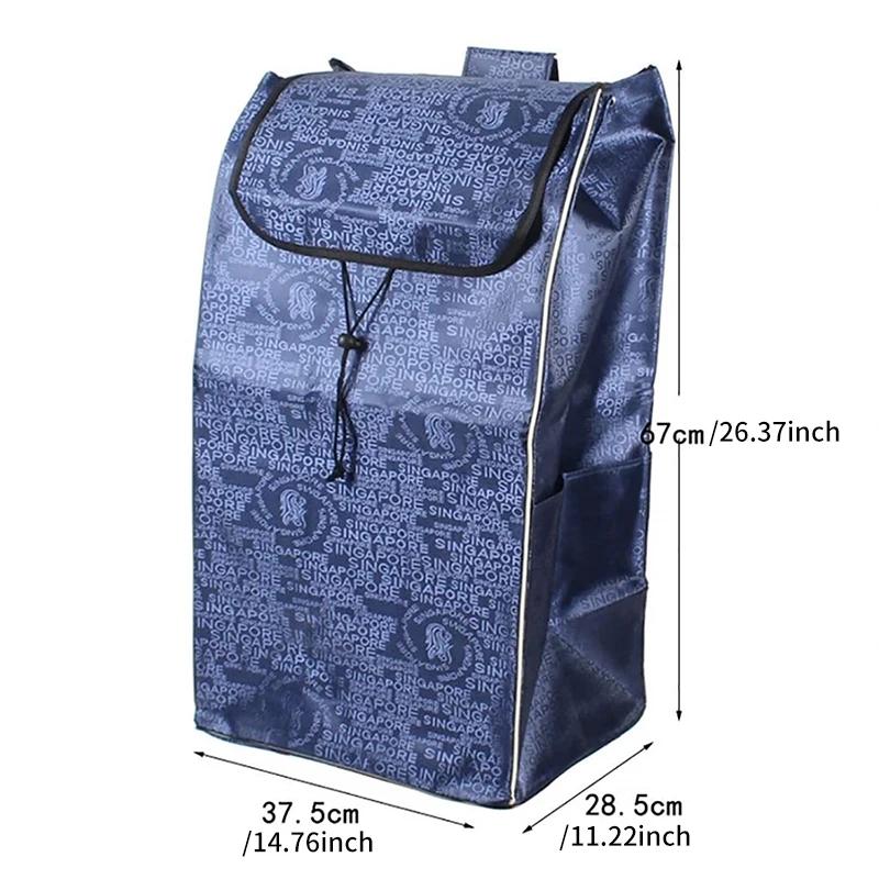 Sac de rangement 72l pour chariot de courses, sac de remplacement avec poches latérales, sac de rang