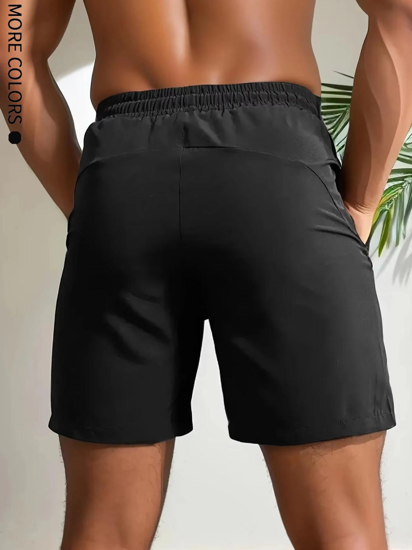 Short cinq pièces pour hommes, sport, fitness, natation, avec poches zippées, séchage rapide, décont