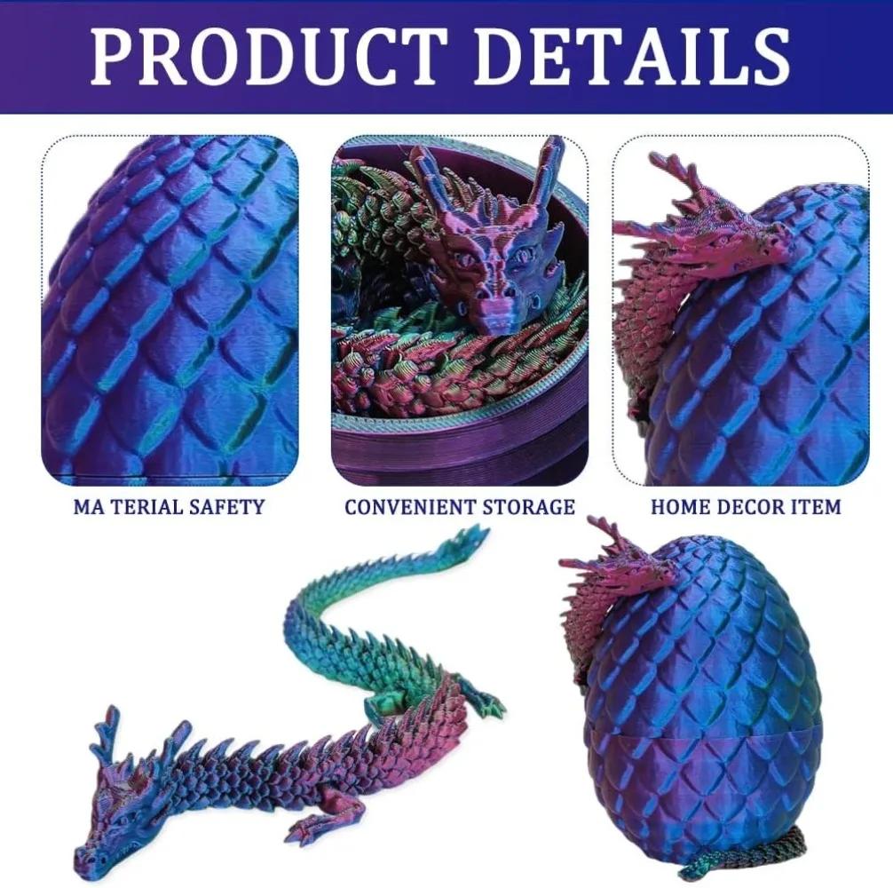 Mini œuf Surprise Dragon chinois 3D, décoration de table articulée mobile, cadeaux et jouets de coll