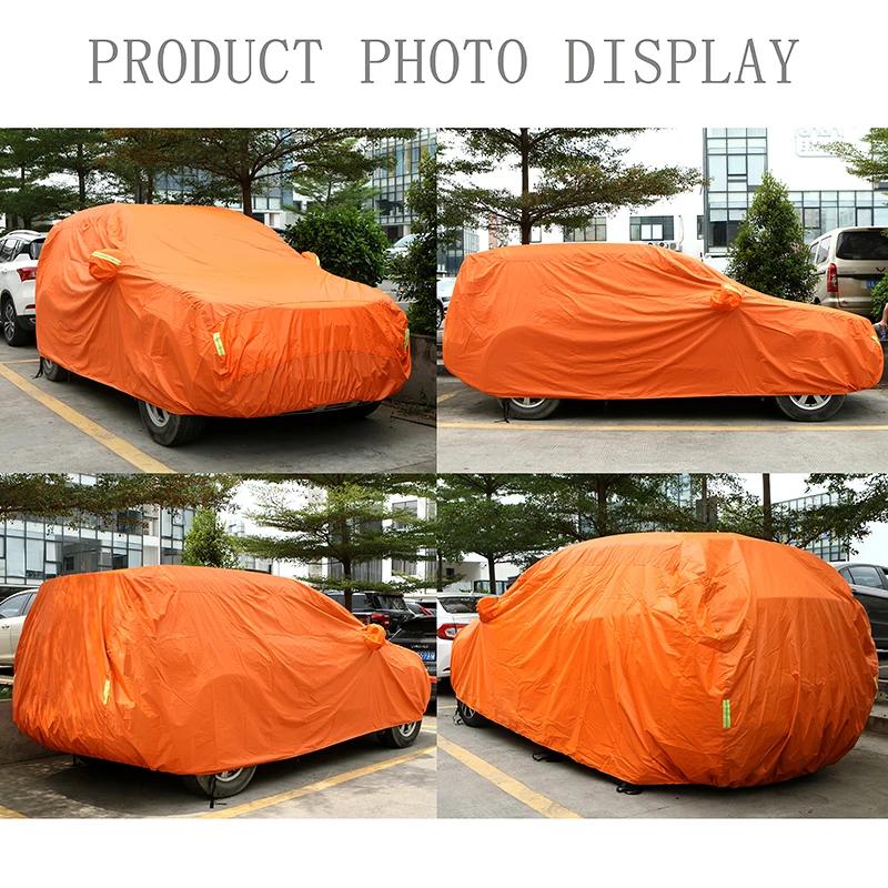 Housse de voiture universelle Orange, Protection UV contre le soleil et la poussière, couverture com