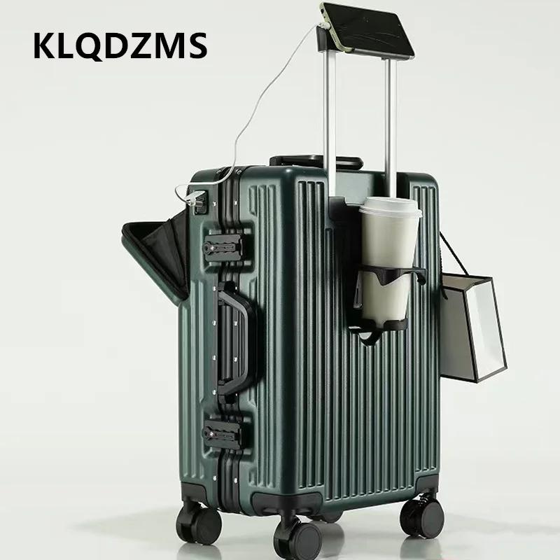 KLQDZMS valise multifonctionnelle ouverture avant valise d'embarquement boîtier de chariot pour ordi