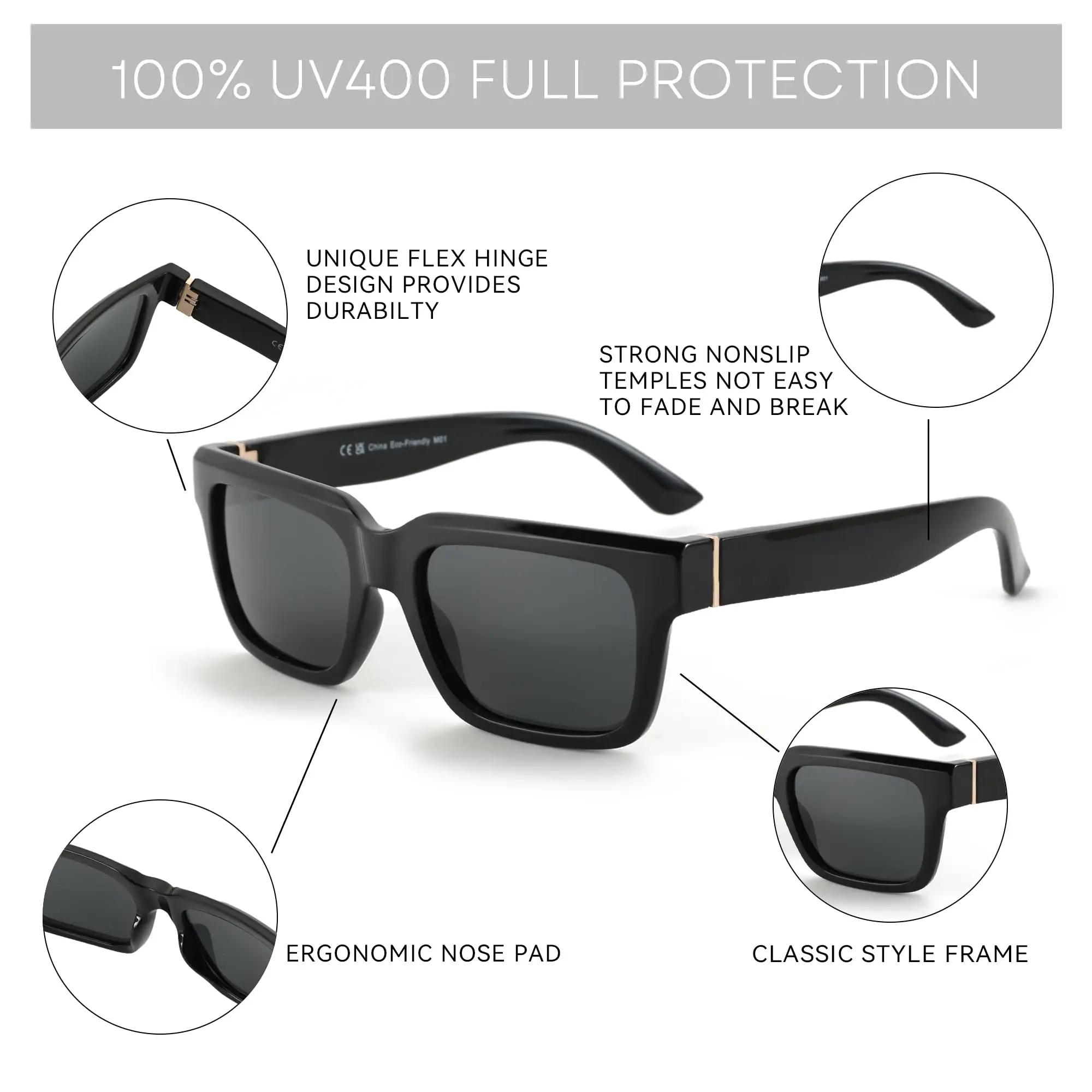 ZENOTTIC-Lunettes de soleil rectangulaires polarisées pour hommes et femmes, protection UV400, lunet