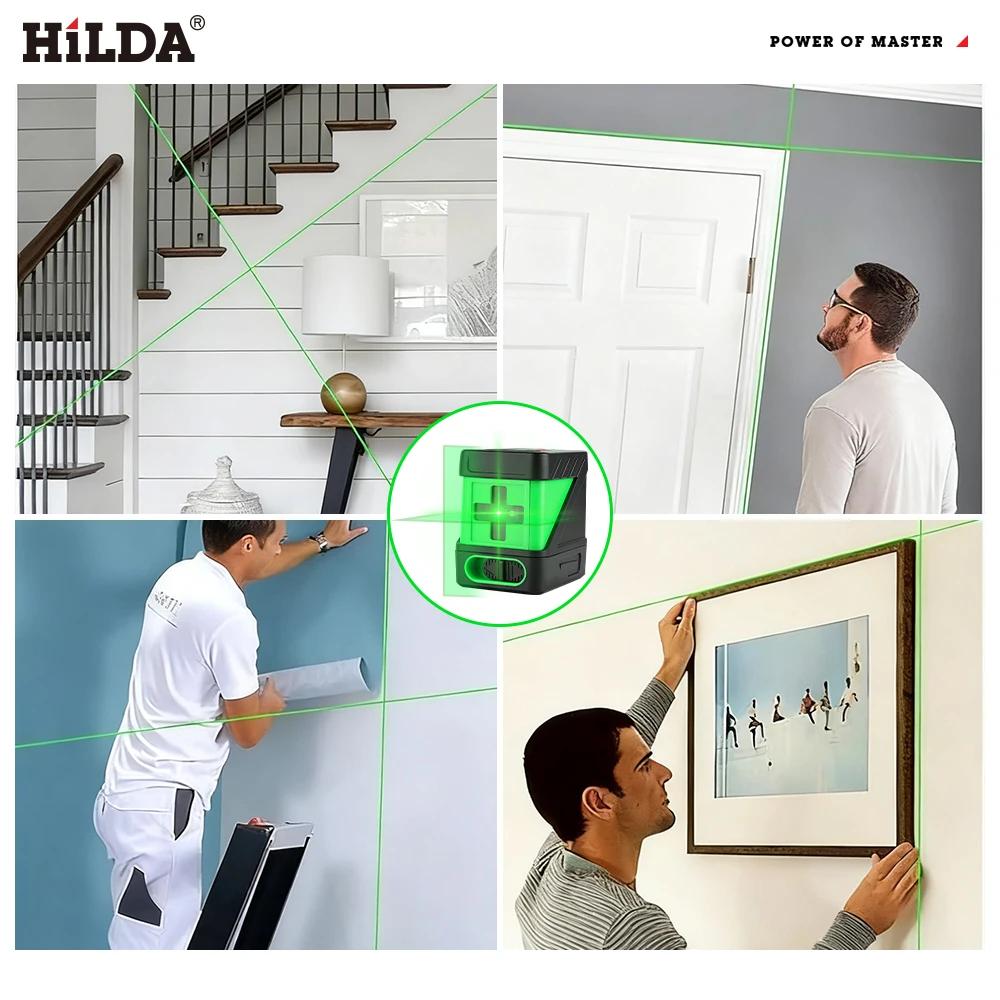 HILDA 2 lignes niveau Laser auto-nivelant faisceaux verts Laser ligne transversale horizontale verti